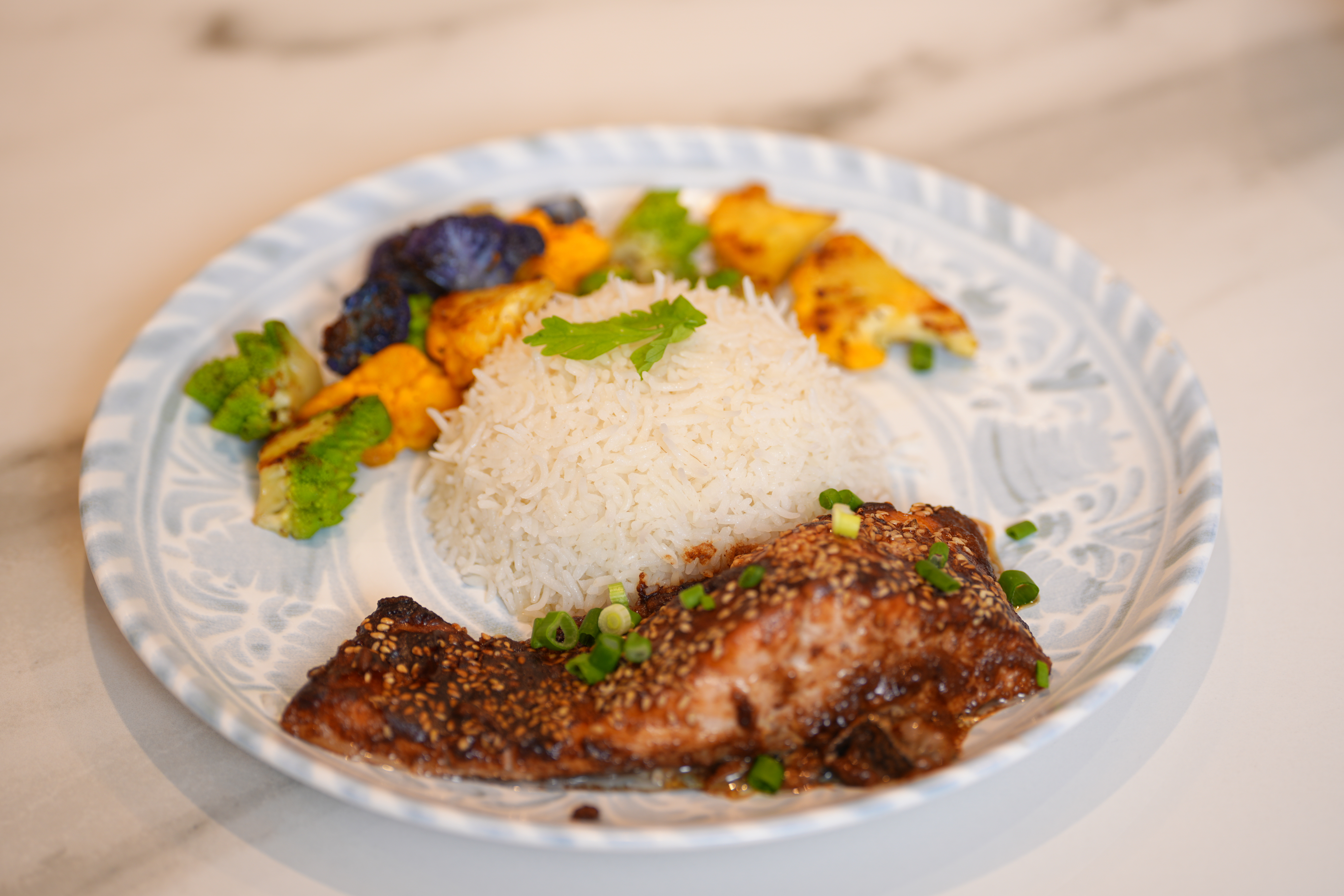 Baked Salmon with Asian Almond Butter Sauce